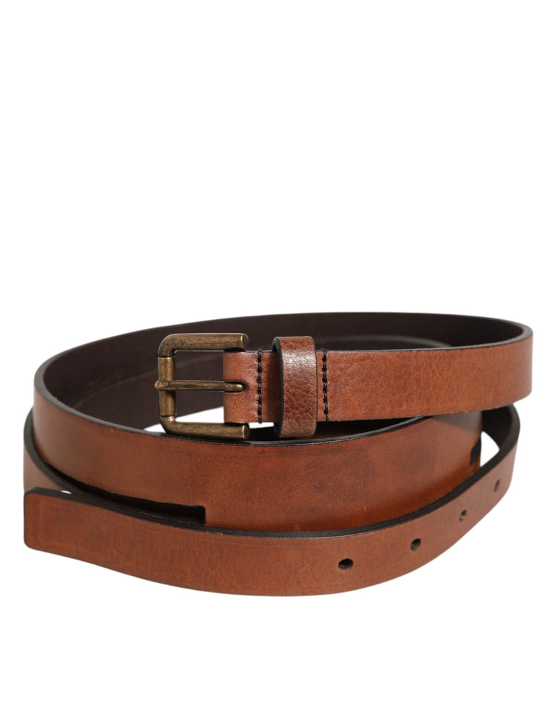 Dolce & Gabbana Brown Double Strap Leather Gold Buckle Belt  display picture 1