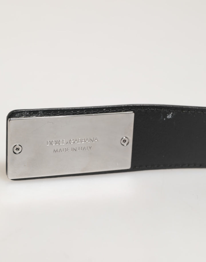 Dolce & Gabbana Black Leather Classic Metal Logo Buckle Belt