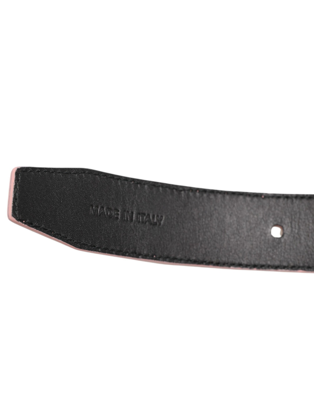 Dolce & Gabbana Pink Leather Perforated Detailing Buckle Belt