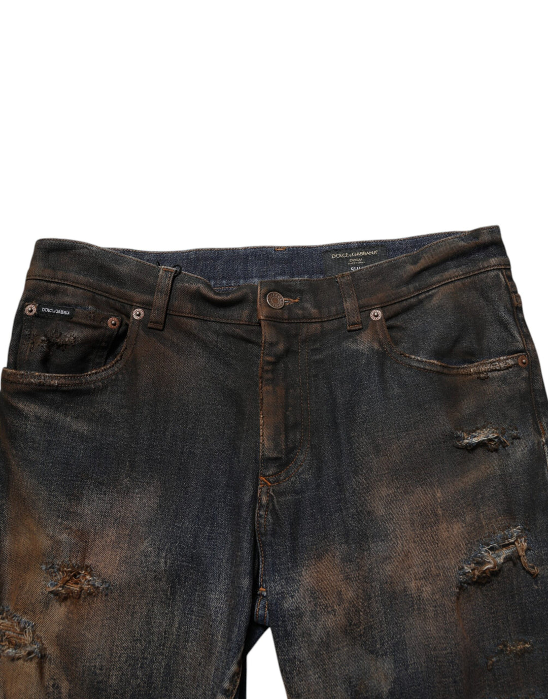 Dolce & Gabbana Black Cotton Skinny Tattered Men Denim Jeans