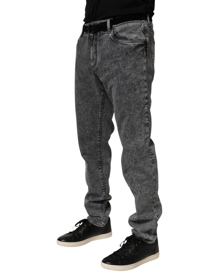 Dolce & Gabbana Gray Cotton Slim Fit Denim Trouser Jeans