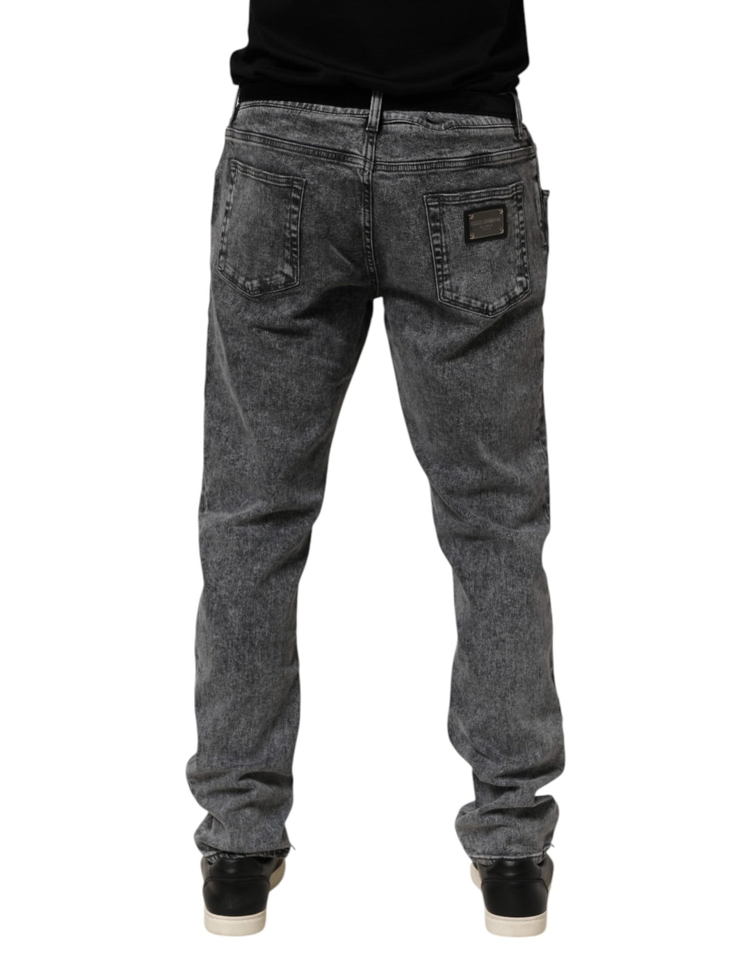 Dolce & Gabbana Gray Cotton Slim Fit Denim Trouser Jeans