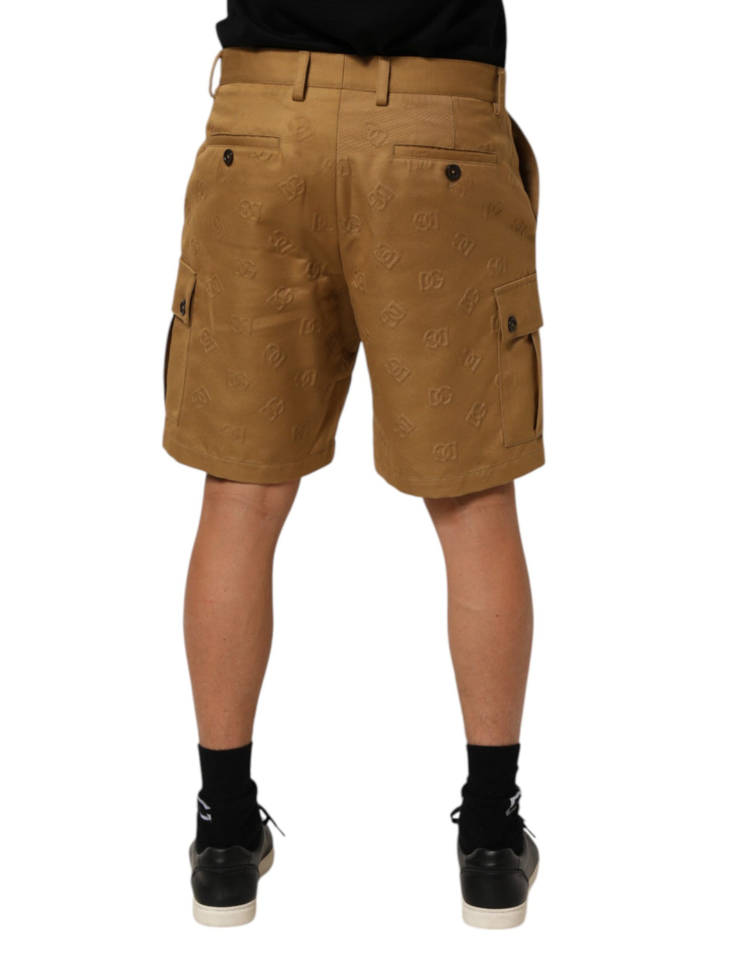 Dolce & Gabbana Brown Cotton Stretch Logo CargoBermuda Shorts