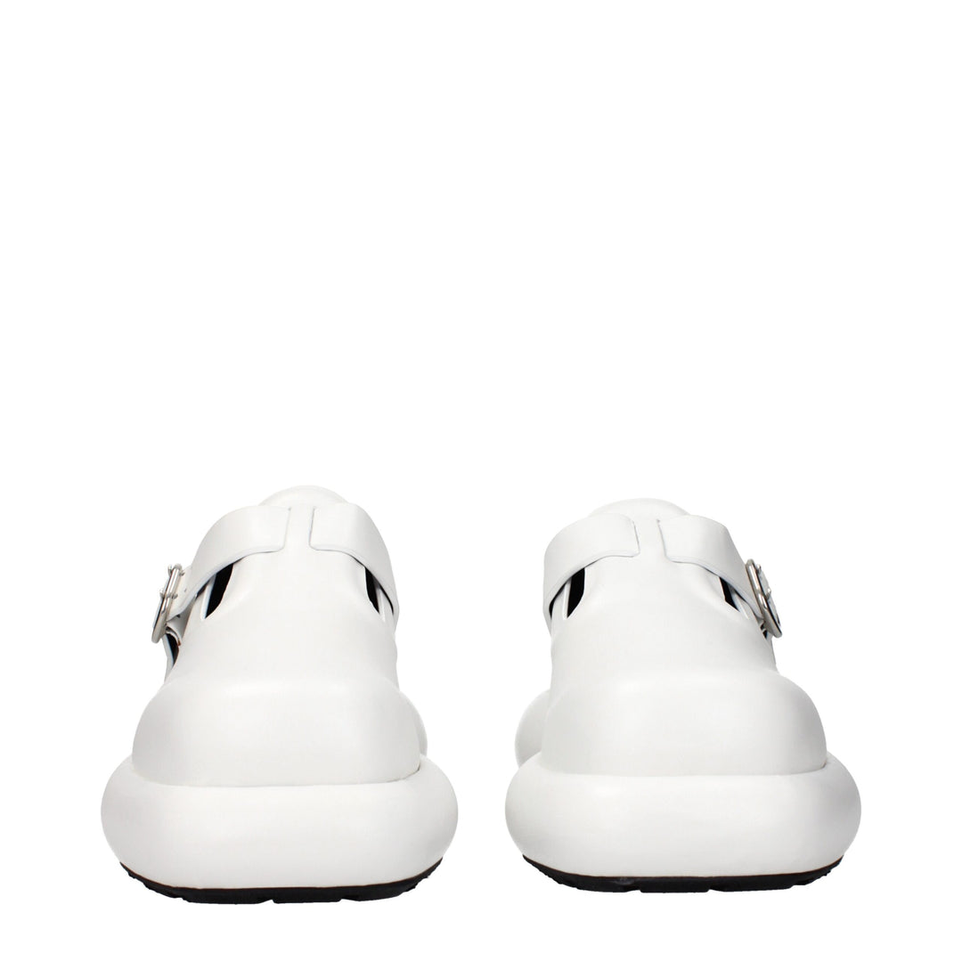 Jil Sander White Leather Slip-On Loafers