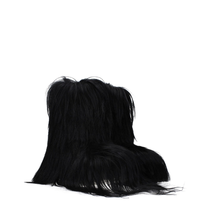 Rick Owens Black Fur Ankle Boots