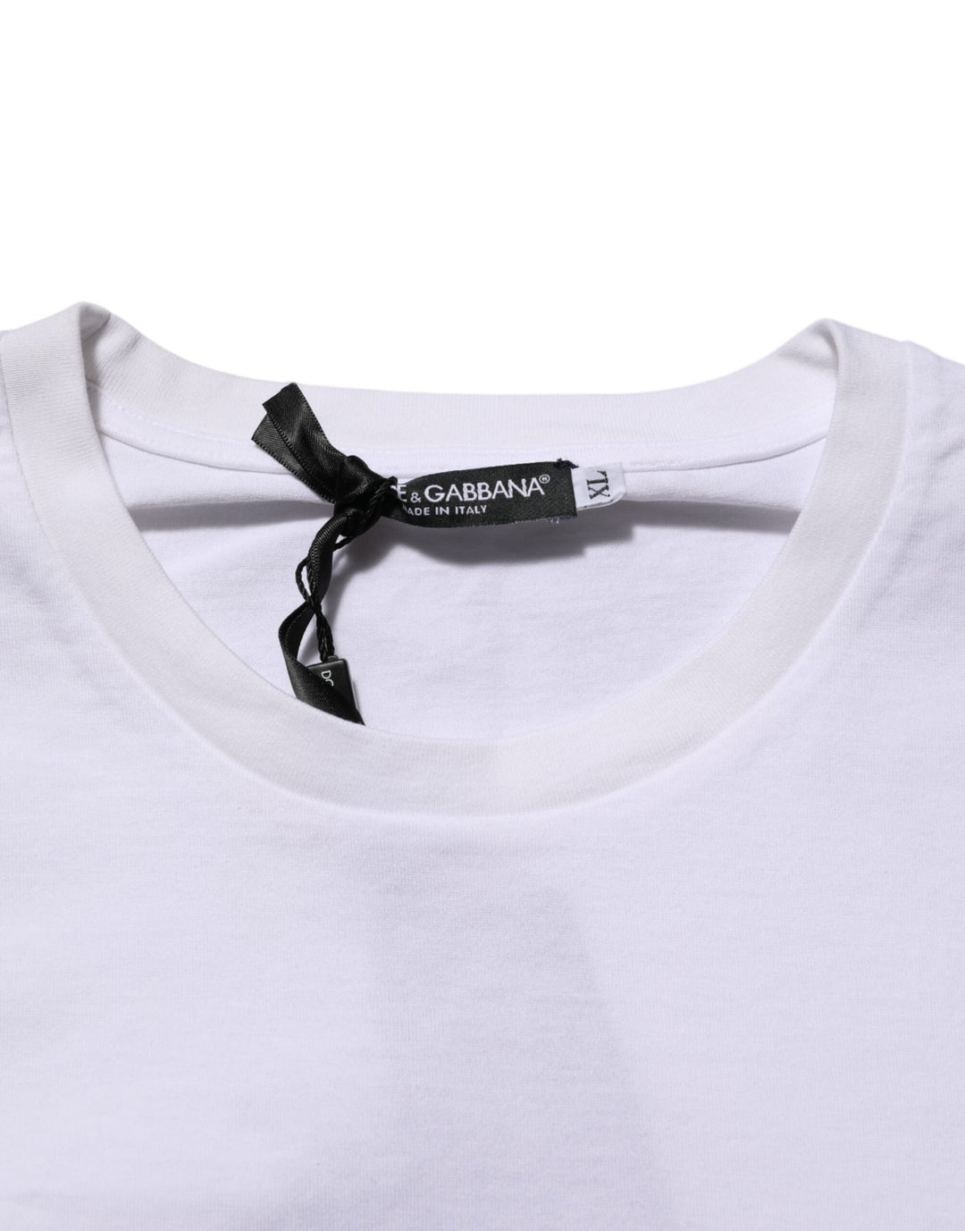 Dolce & Gabbana White Cotton Logo Print Crew Neck T-shirt
