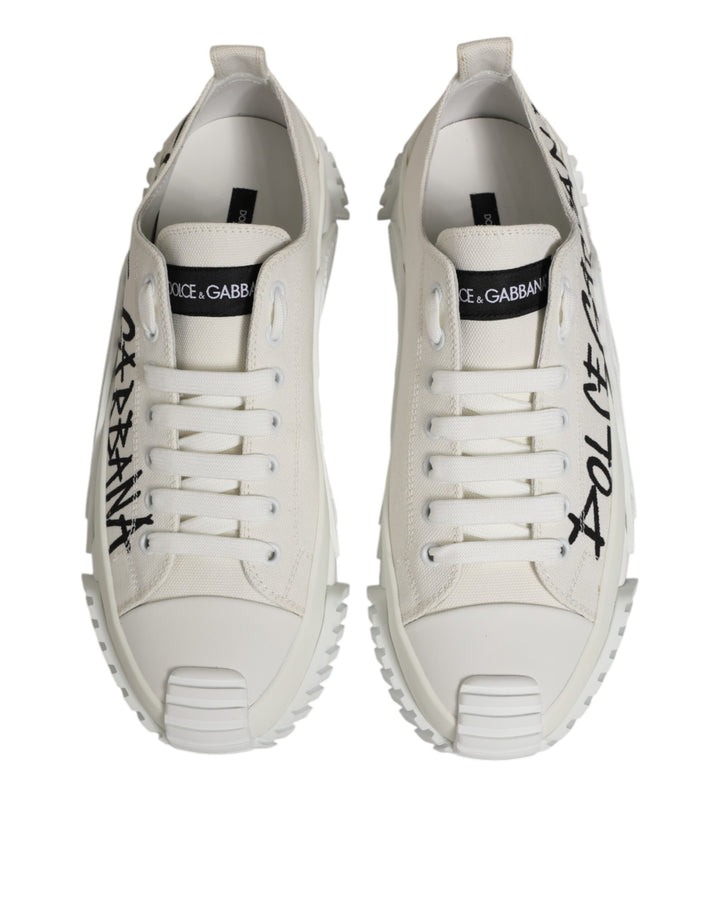 Dolce & Gabbana White Cotton NS1 Low Top Sneaker Shoes