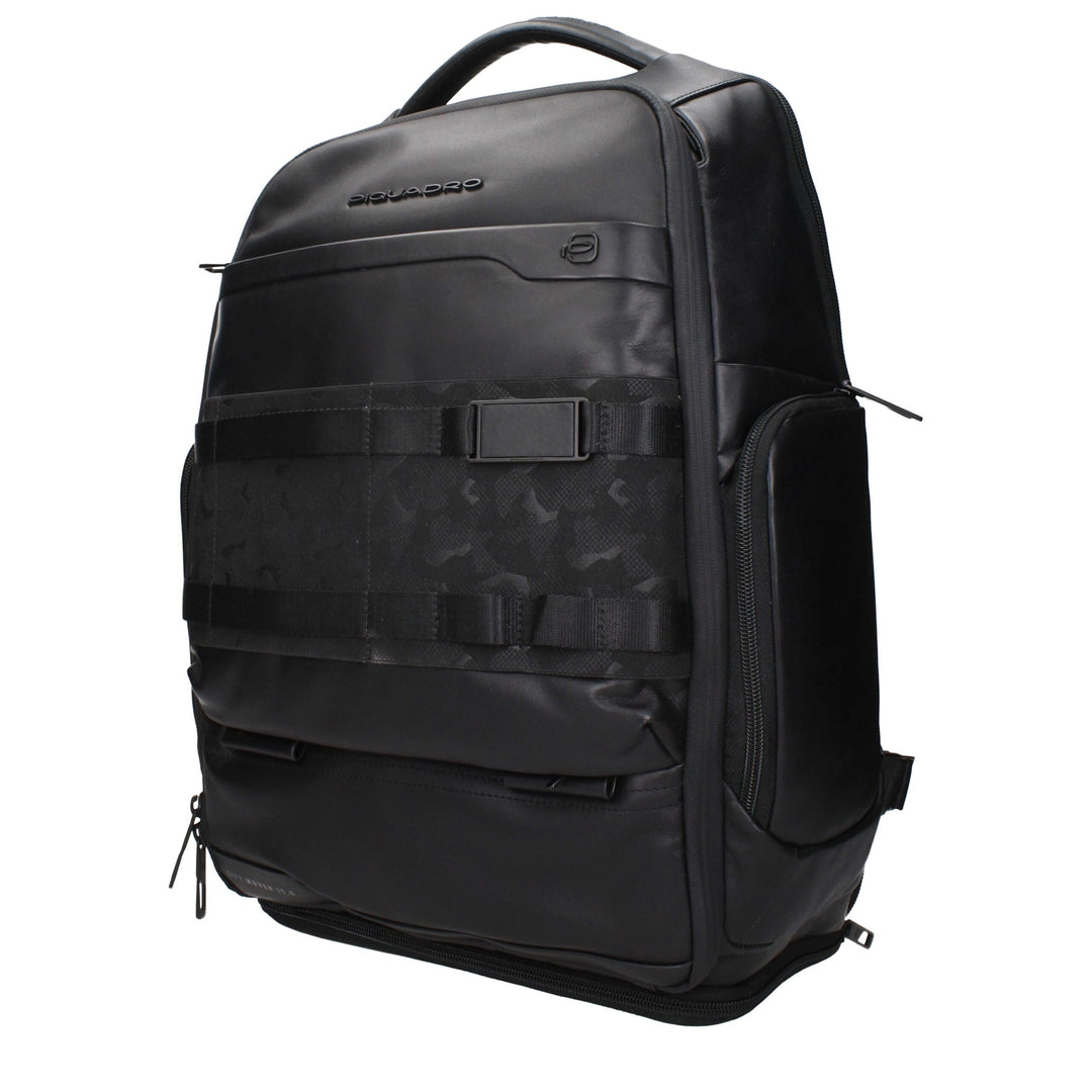 Piquadro Black Leather Backpacks
