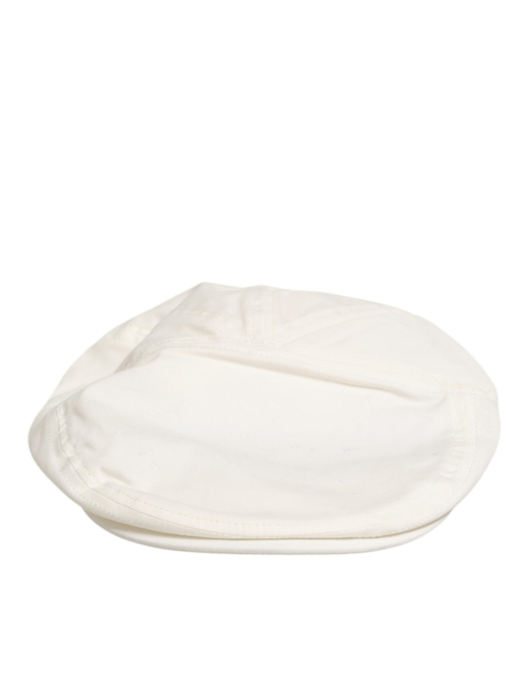 Dolce & Gabbana White Cotton Blend Leather Trim Flat Men Cap Hat