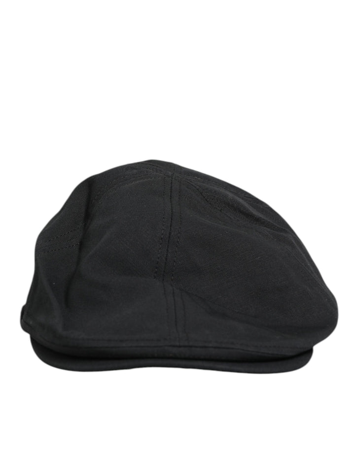 Dolce & Gabbana Black Cotton Blend Newsboy Men Cloth Cap Hat