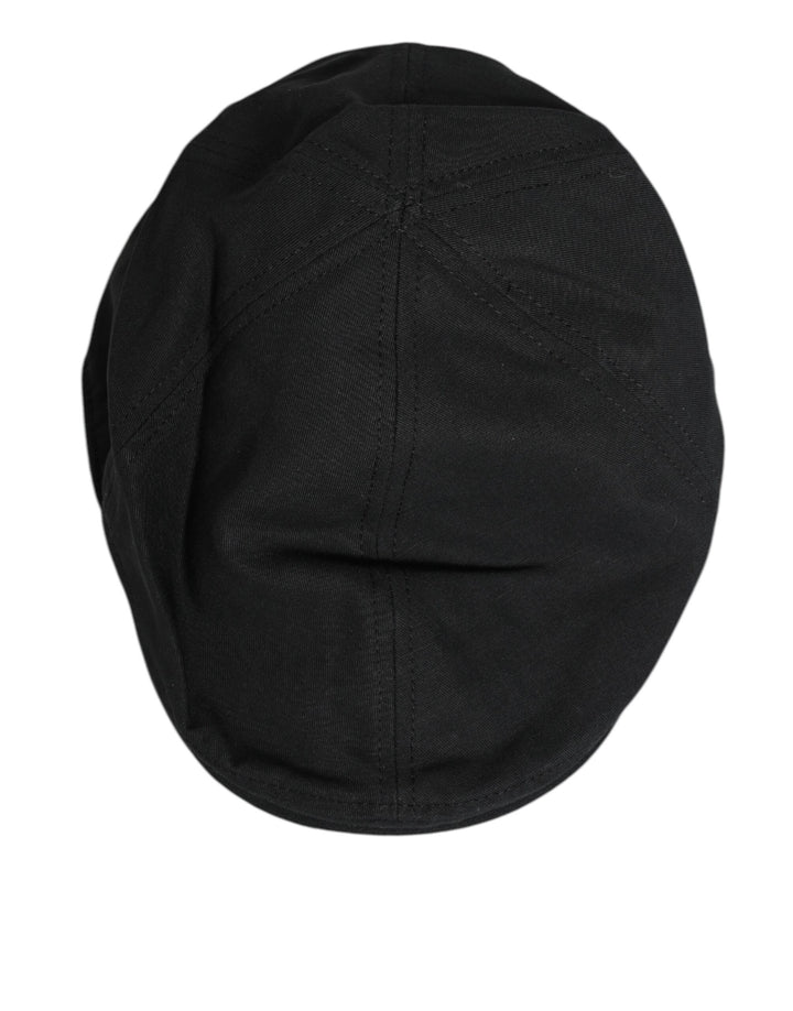 Dolce & Gabbana Black Cotton Blend Newsboy Men Cloth Cap Hat