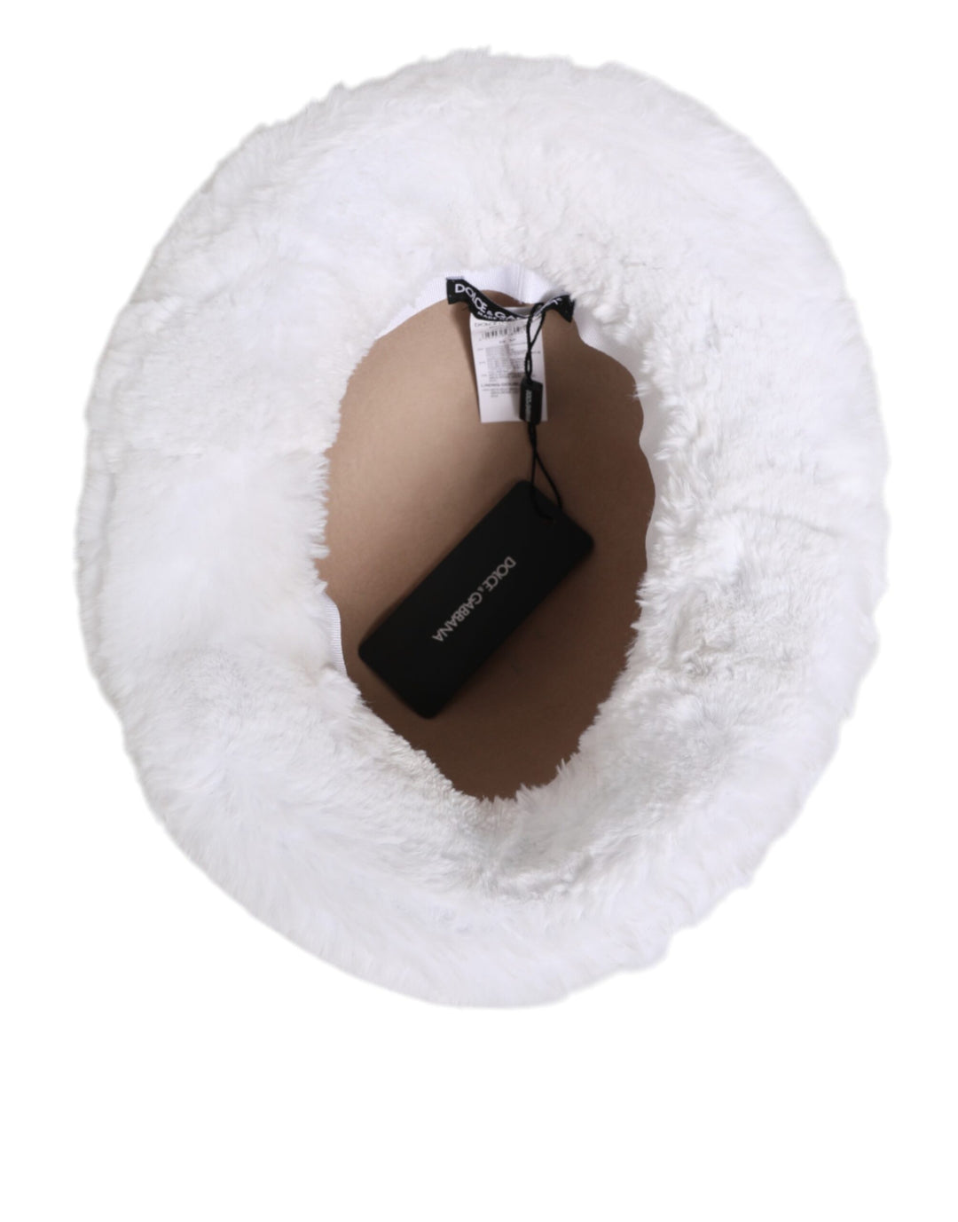 Dolce & Gabbana White Modacrylic Fur Bucket Men Capello Hat
