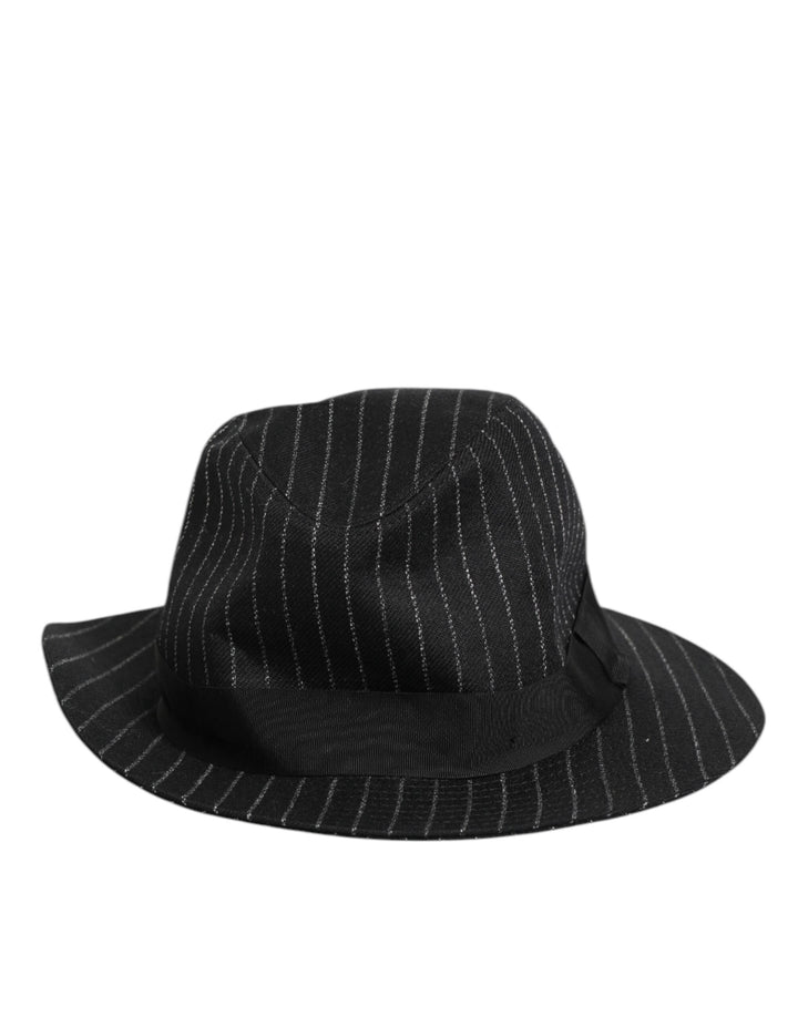 Dolce & Gabbana Black Striped Virgin Wool Men Fedora Capello Hat