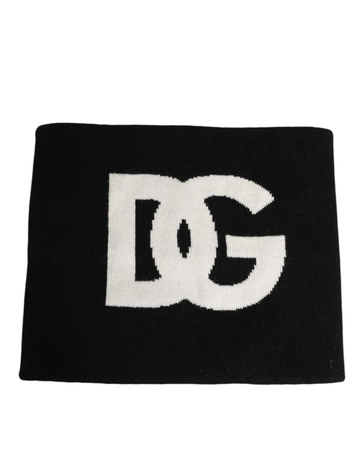 Dolce & Gabbana Black D&G Logo Cashmere Knitted Men One Size Scarf