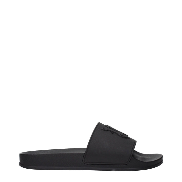 Palm Angels Black Cotton Slippers Sandals