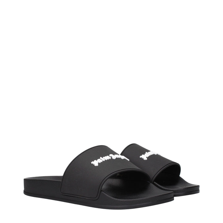 Palm Angels Black Cotton Slippers Sandals
