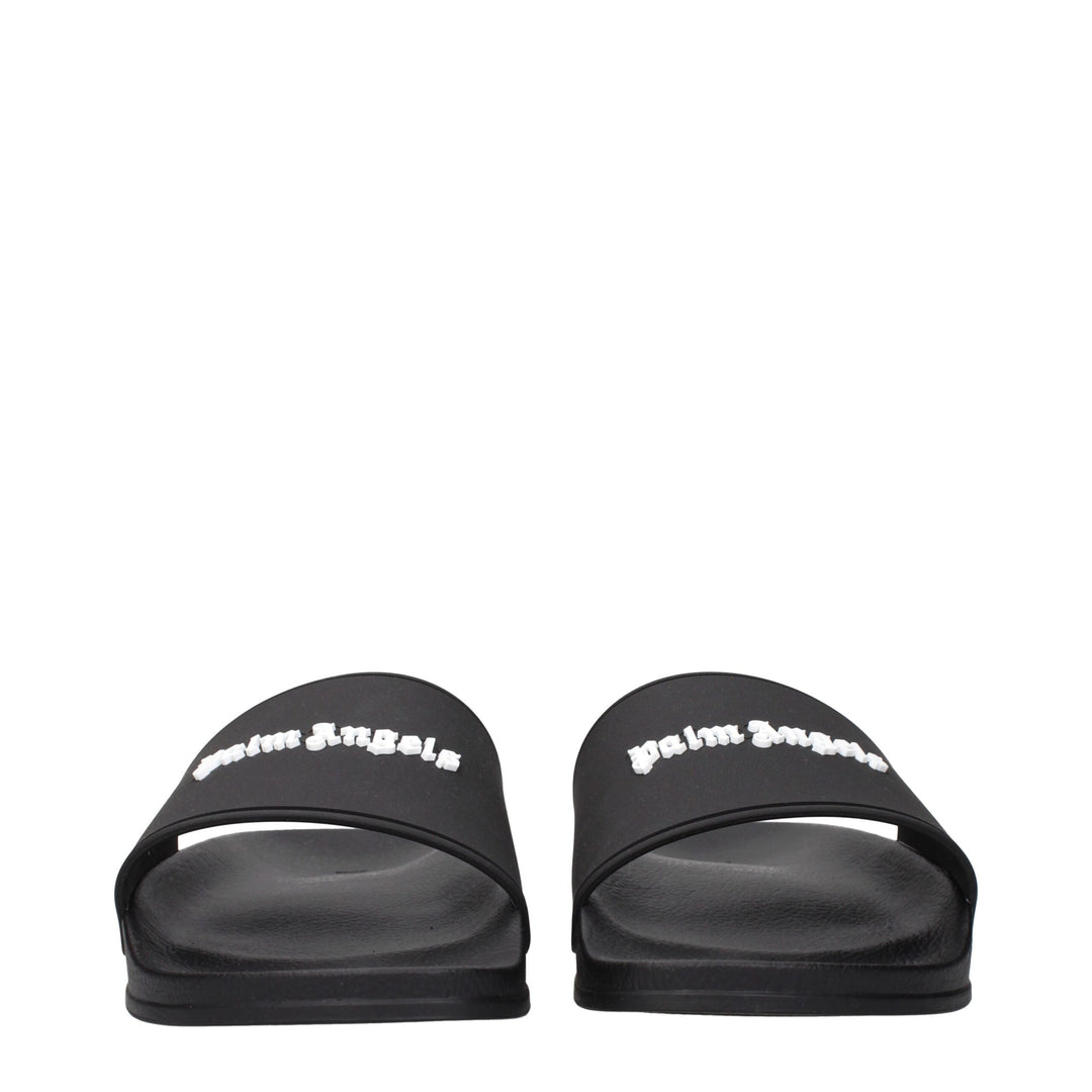 Palm Angels Black Cotton Slippers Sandals