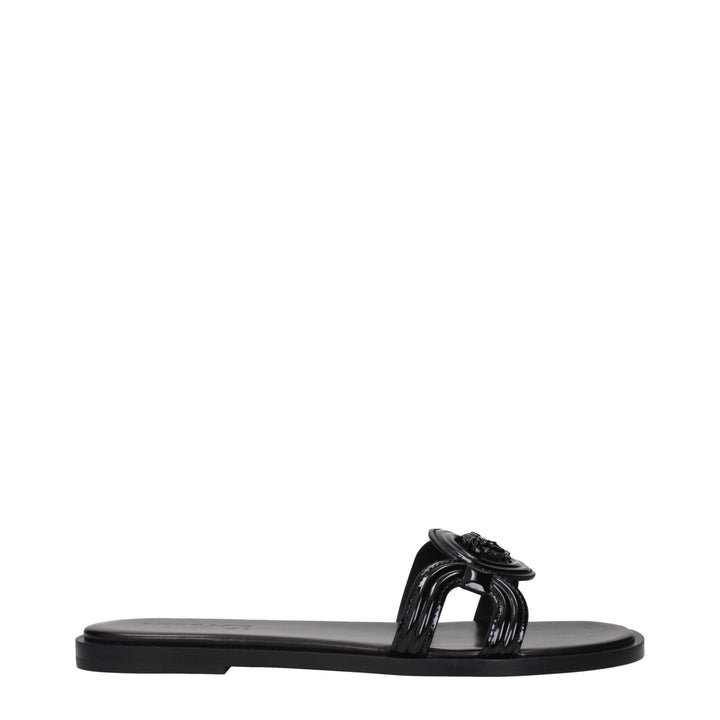 Versace Black Leather Slippers Sandals