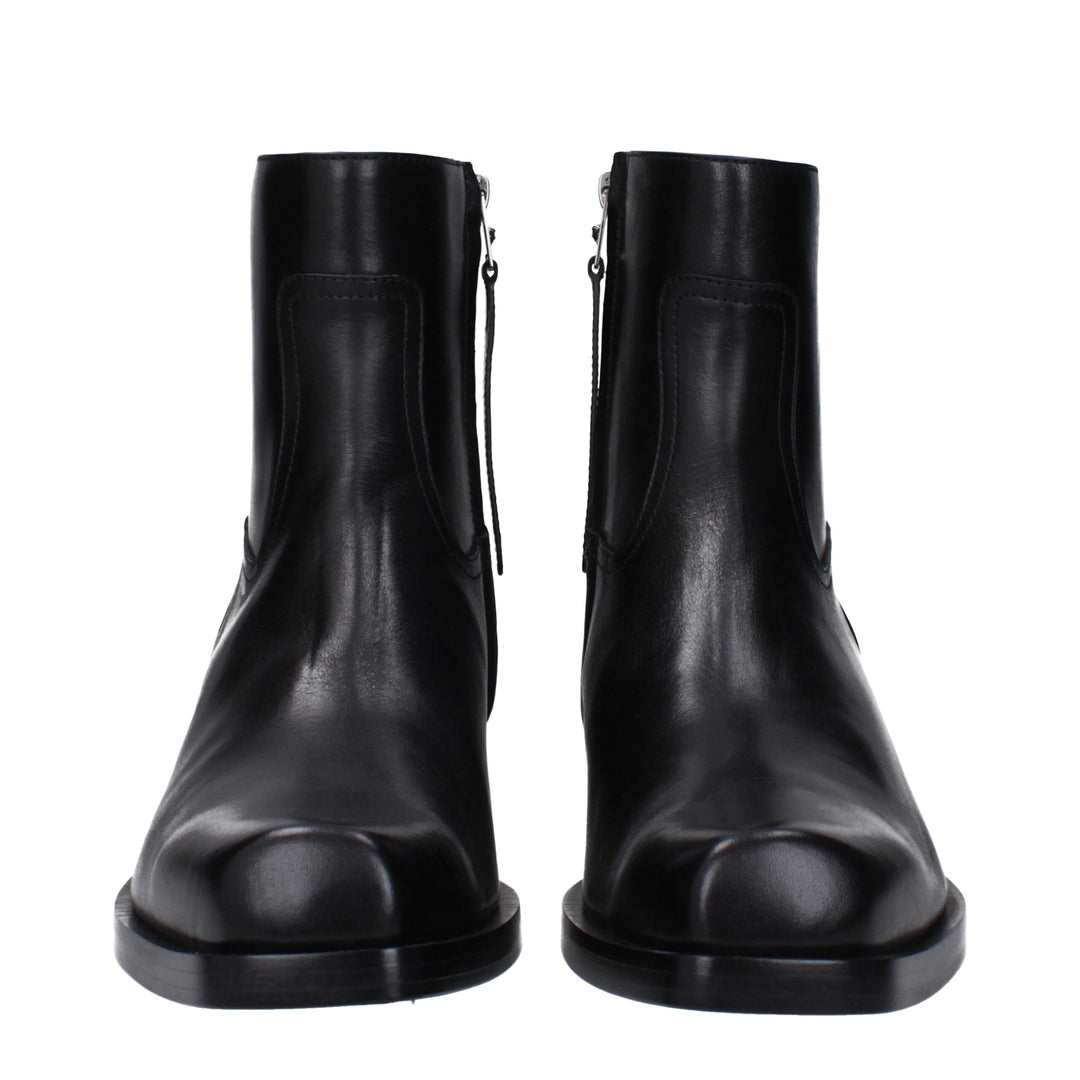 Versace Black Leather Ankle Boots