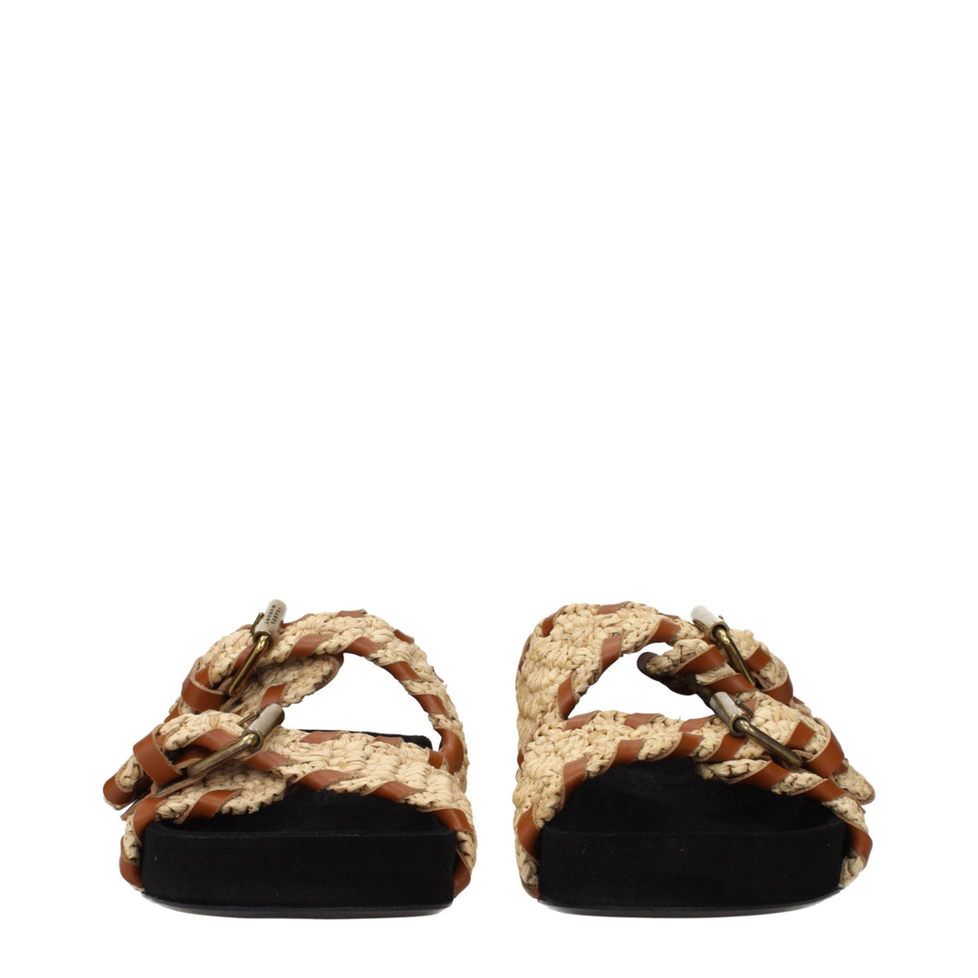Isabel Marant Beige Raffia Slippers Sandals