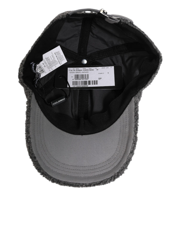 Dolce & Gabbana Gray Wool Fleece Rapper Men Baseball Capello Hat