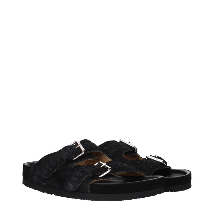 Isabel Marant Black Leather Slippers Sandals