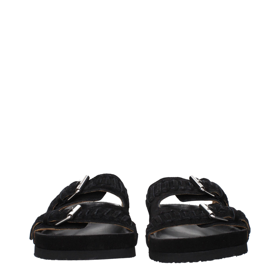 Isabel Marant Black Leather Slippers Sandals