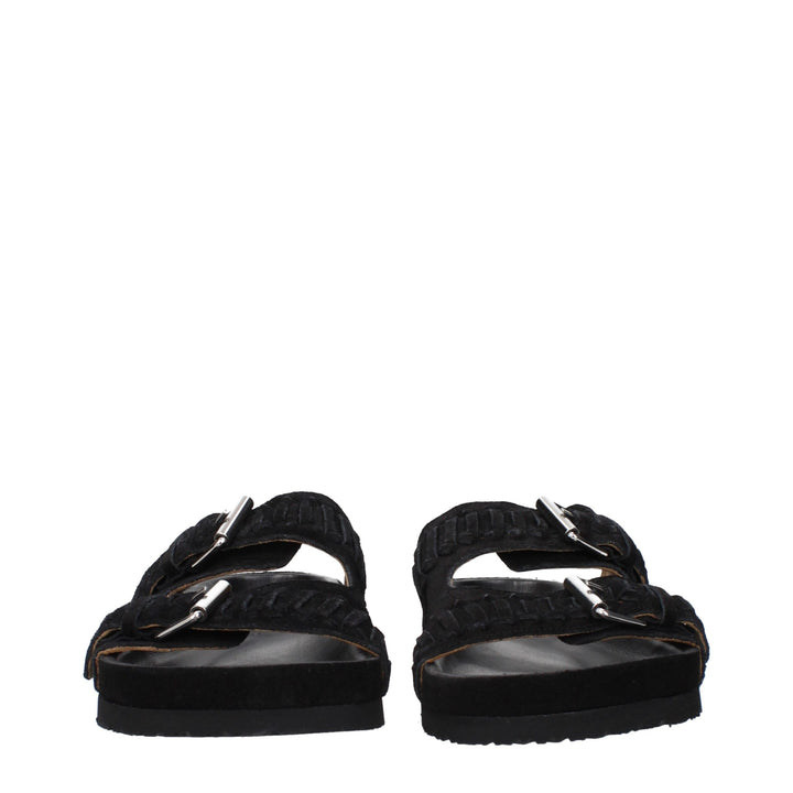 Isabel Marant Black Leather Slippers Sandals