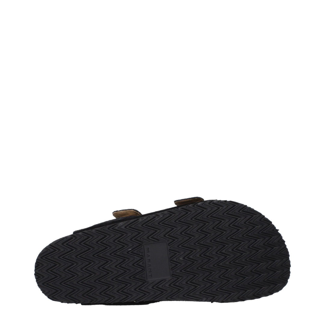 Isabel Marant Black Leather Slippers Sandals