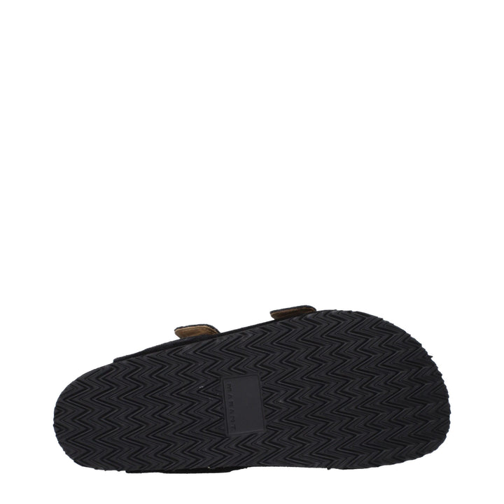 Isabel Marant Black Leather Slippers Sandals