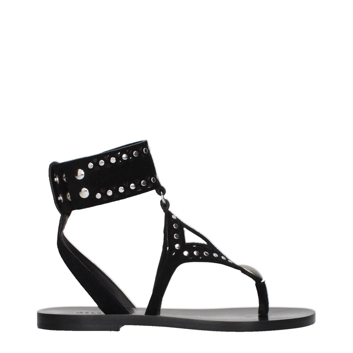 Isabel Marant Black Leather Flip-Flop Sandals