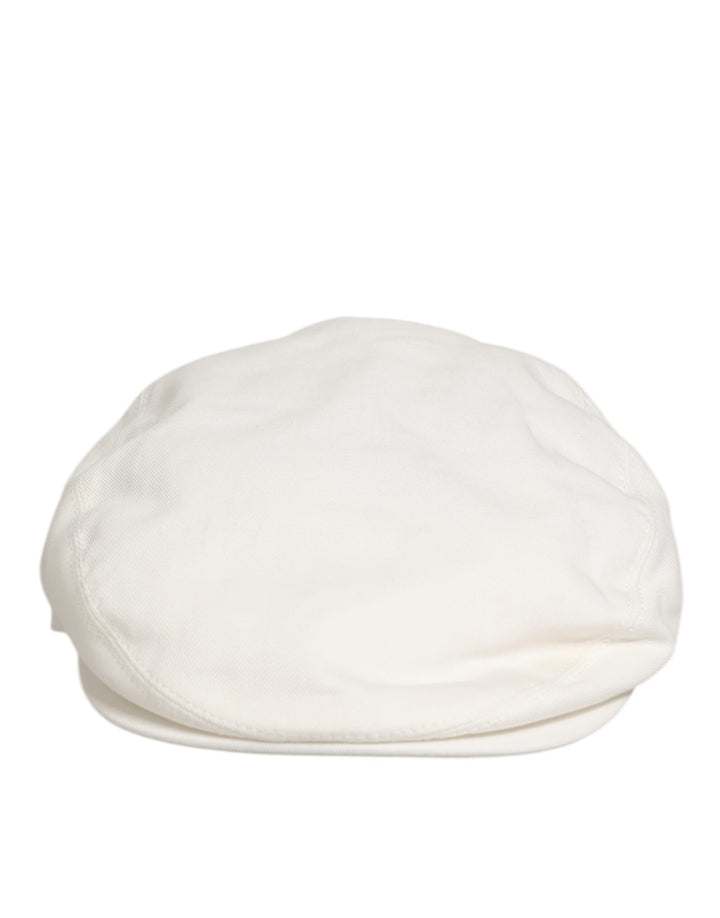 Dolce & Gabbana White Cotton Newsboy Cloth Capello Men Cap Hat