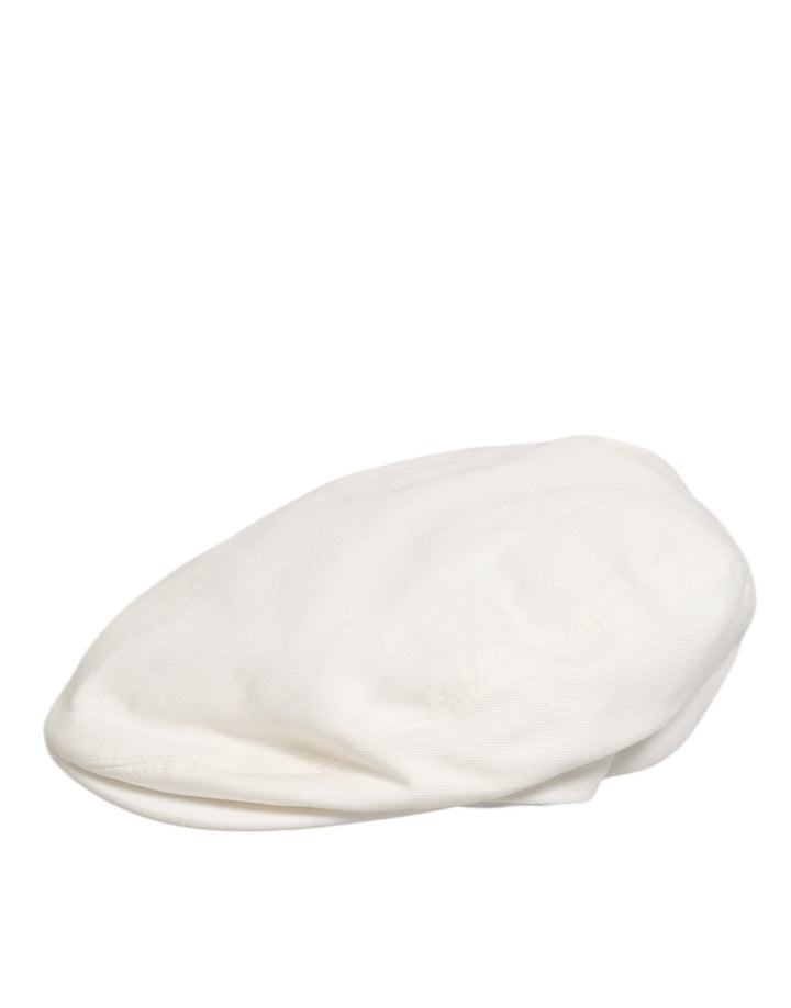 Dolce & Gabbana White Cotton Newsboy Cloth Capello Men Cap Hat