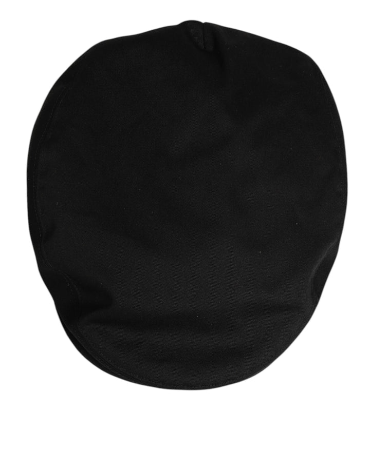 Dolce & Gabbana Black Cotton Dg Logo Newsboy Cloth Capello Hat