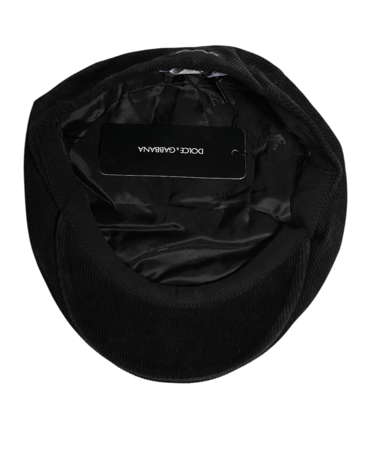 Dolce & Gabbana Black Cotton DG Logo Newsboy Cloth Capello Hat