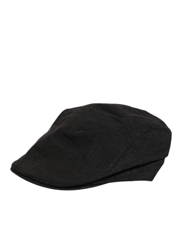 Dolce & Gabbana Black Cotton DG Logo Newsboy Cloth Capello Hat