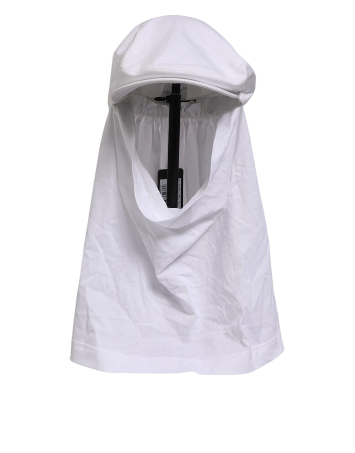 Dolce & Gabbana White Cotton DG Logo Plaque Baseball Balaclava Hat