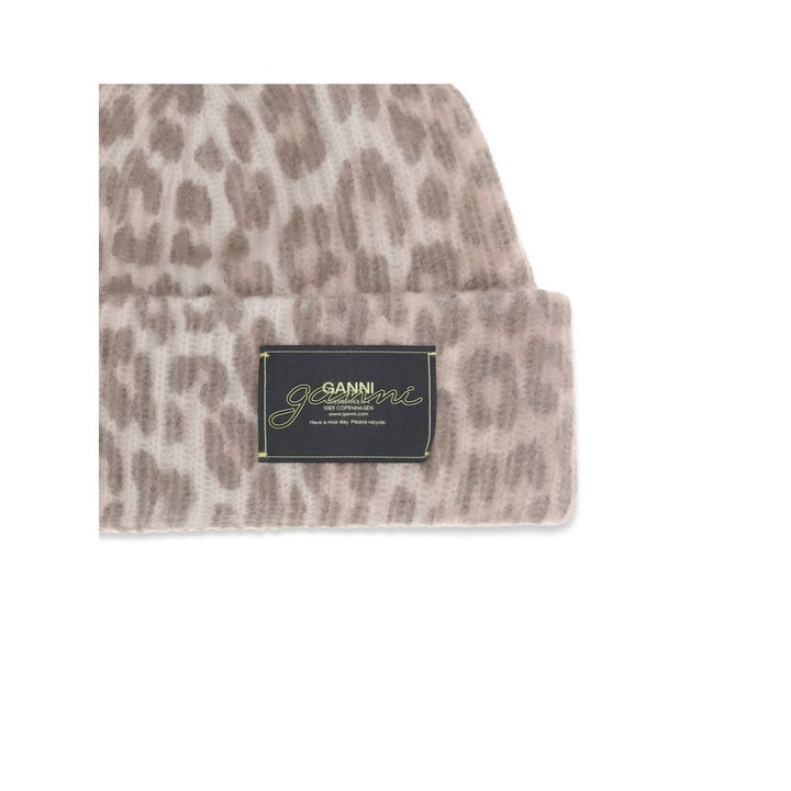 Ganni Leopard beanie Hat