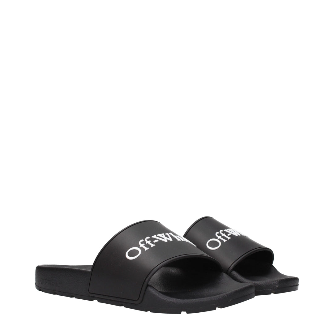 Off-White Black Cotton Slippers Sandals