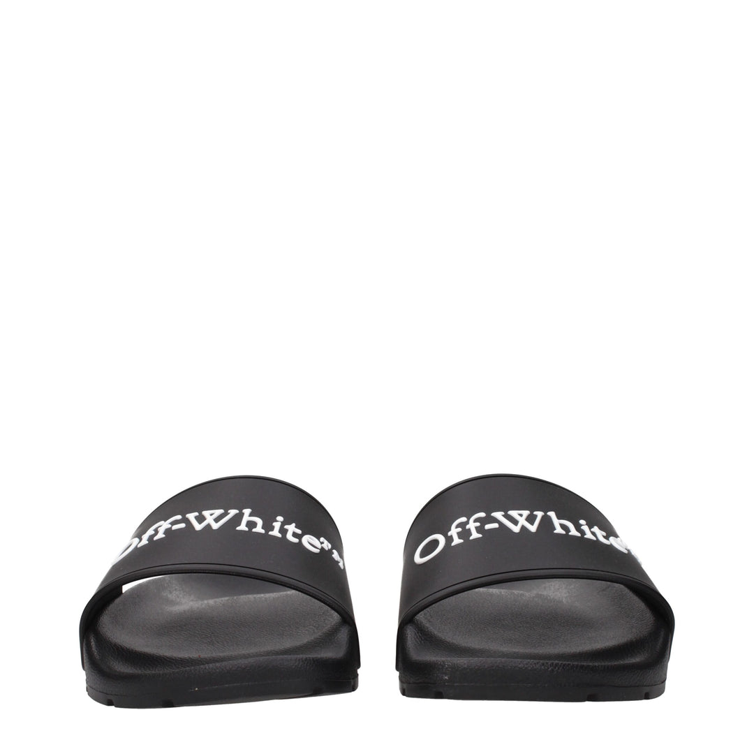 Off-White Black Cotton Slippers Sandals