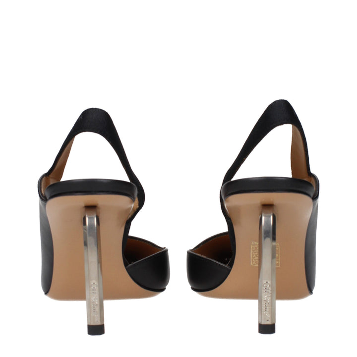 Off-White Black Leather High Heel Pumps