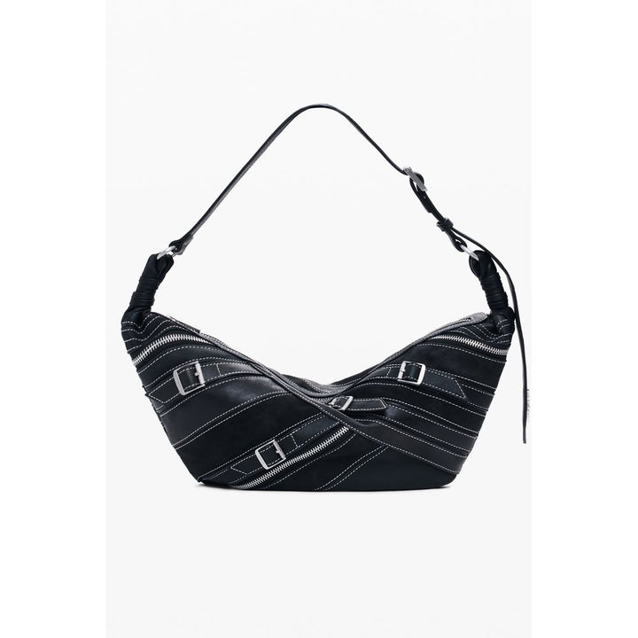 Desigual Nero Poliuretano Women Shoulder Bag