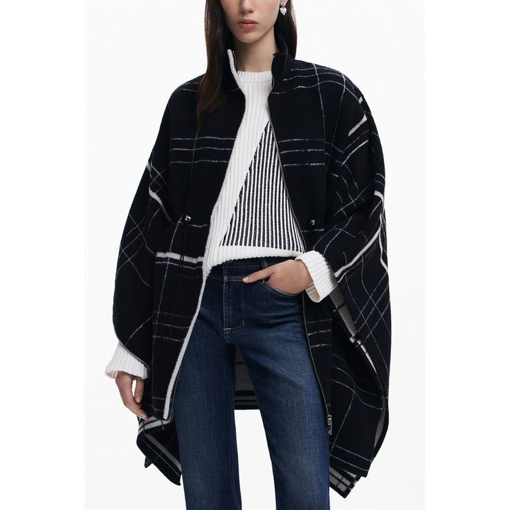 Desigual Black Wool Women Poncho