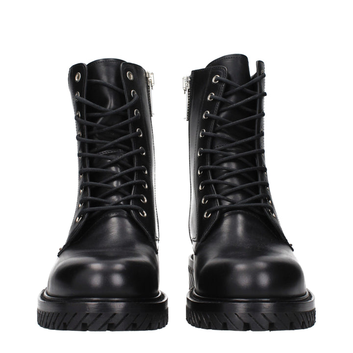 Off-White Black Leather Ankle Boots