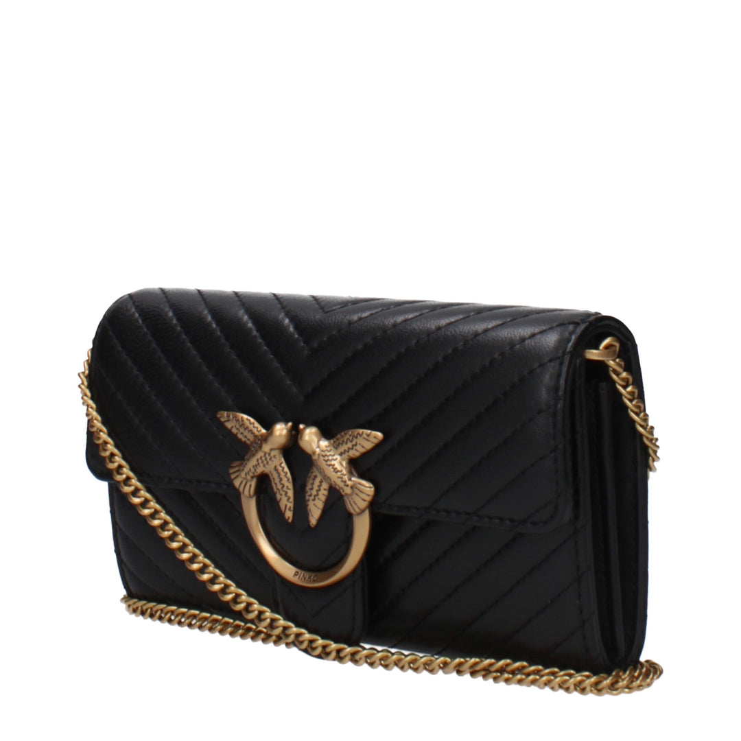 PINKO Black Leather Clutch Bags