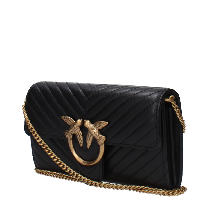 PINKO Black Leather Clutch Bags