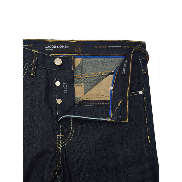 Jacob Cohen Blue Polyester Tapered Jean