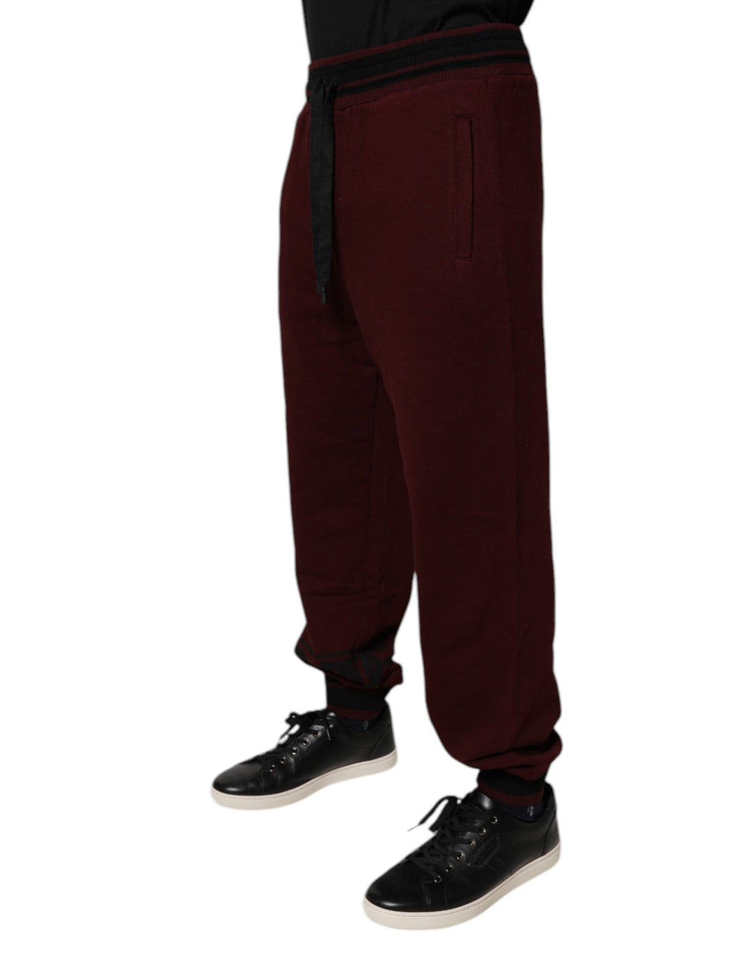 Dolce & Gabbana Maroon Cotton Men Jogger Sweatpants Pants