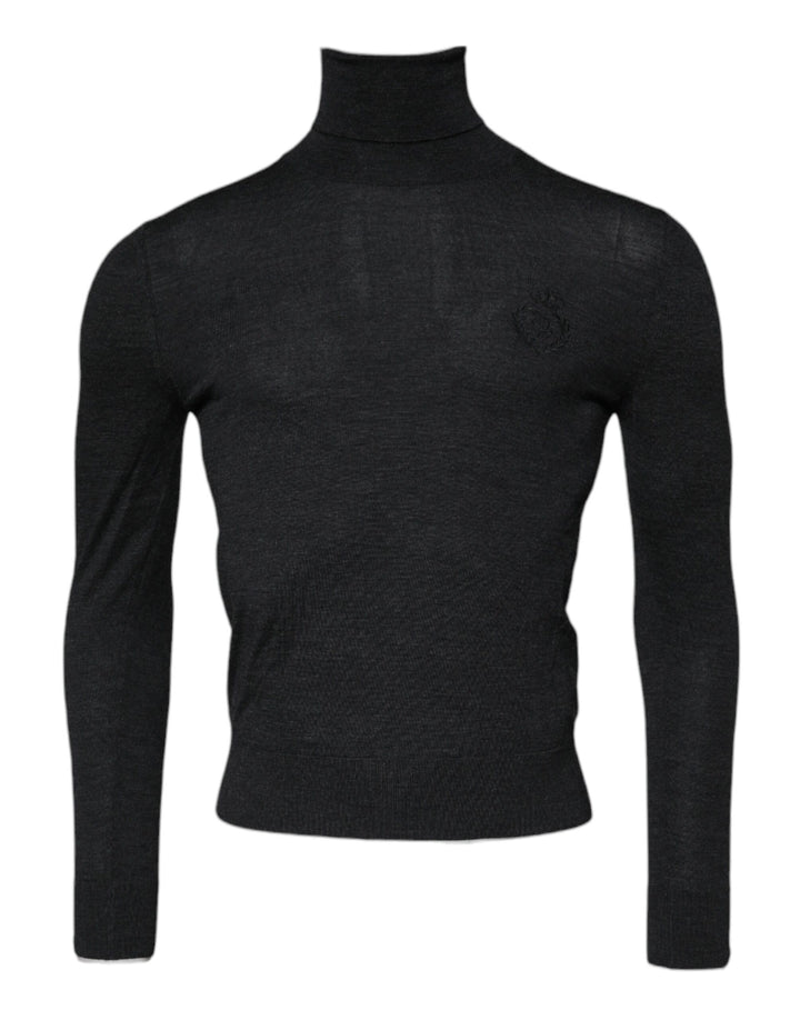 Dolce & Gabbana Black Wool Turtle Neck Men Pullover Sweater