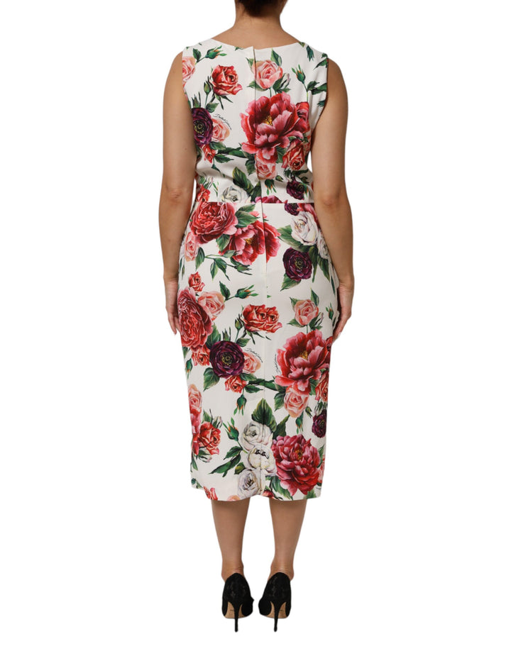 Dolce & Gabbana Multicolor Floral Print Viscose Sheath Dress